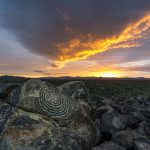 Signal hill petroglyph Tucson arizona sunset