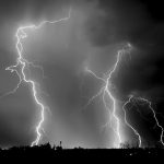 Arizona monsoon lightning black and white